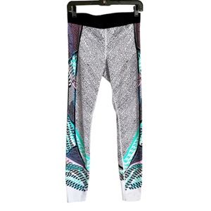 Gap G fast grey, pink & mint geometric workout leggings size Medium